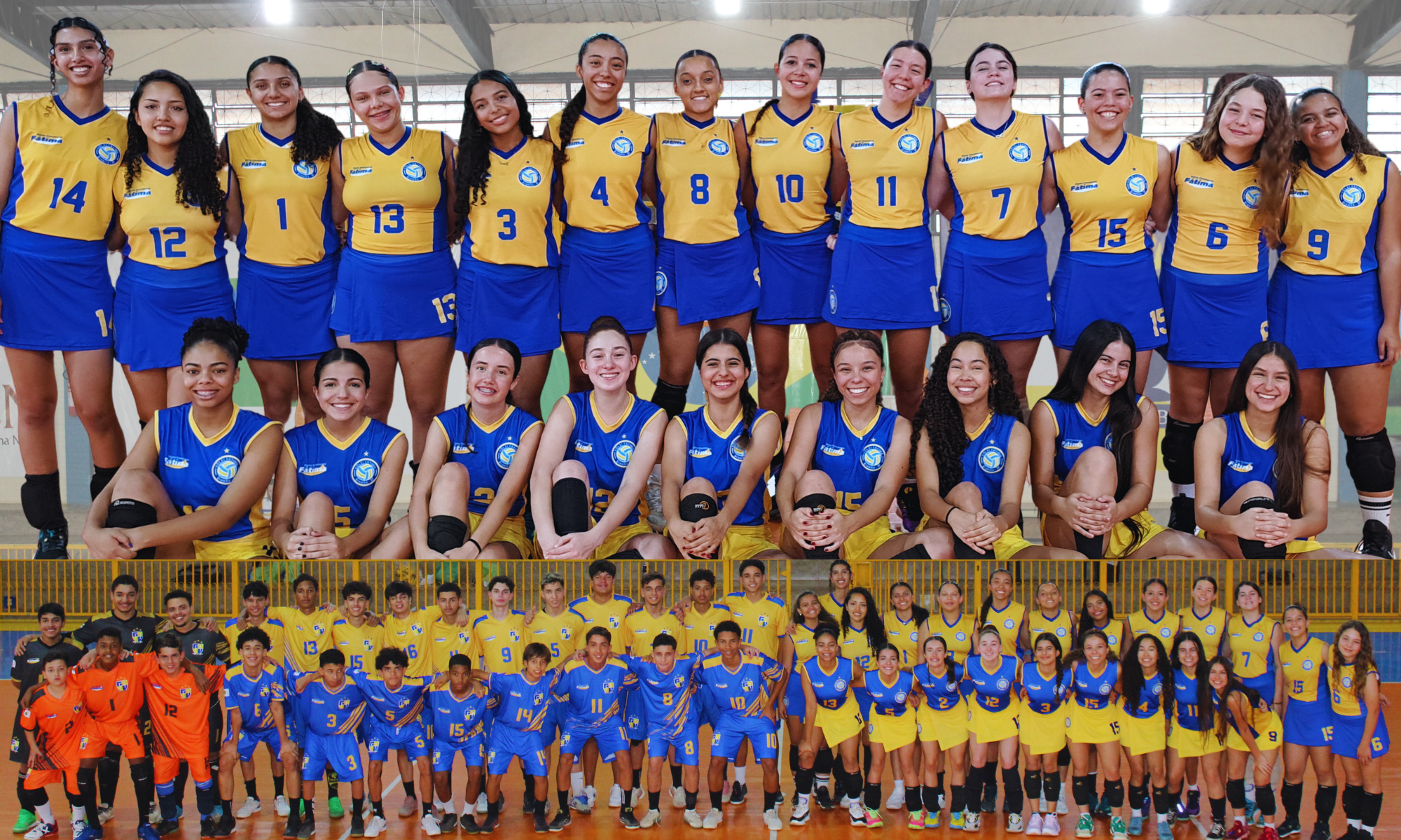 Escola  Fátima lança e abençoa novos uniformes esportivos para futsal e vôlei.